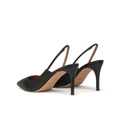 Angelique Escarpins à brides en raphia et cuir noir