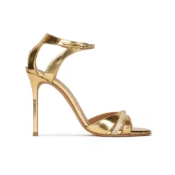 Anique Sandales à talons hauts en cuir métallisé doré