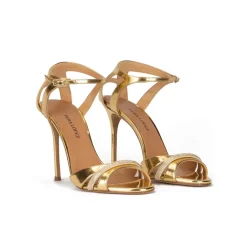Anique Sandales à talons hauts en cuir métallisé doré