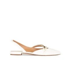 Anquetta Chaussures plates à brides et à bouts pointus en cuir blanc cassé