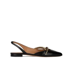 Anquetta Chaussures plates à brides et à bouts pointus en cuir noir