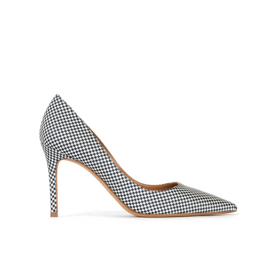 Aqua Escarpins à talons hauts en tissu à carreaux blanc et bleu