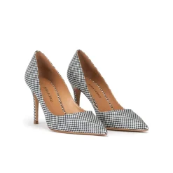 Aqua Escarpins à talons hauts en tissu à carreaux blanc et bleu