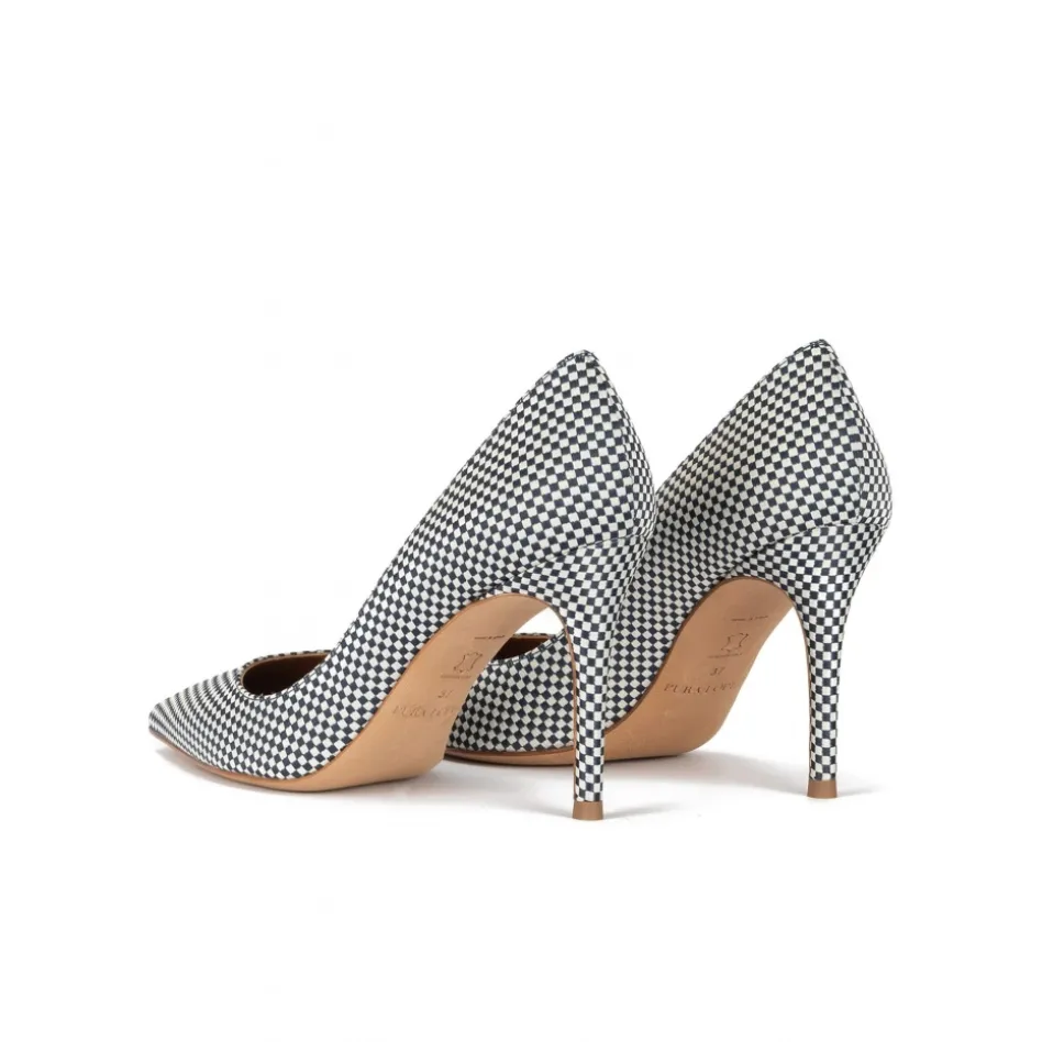 Aqua Escarpins à talons hauts en tissu à carreaux blanc et bleu