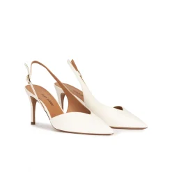 Aquamarie Escarpins à brides en cuir blanc cassé