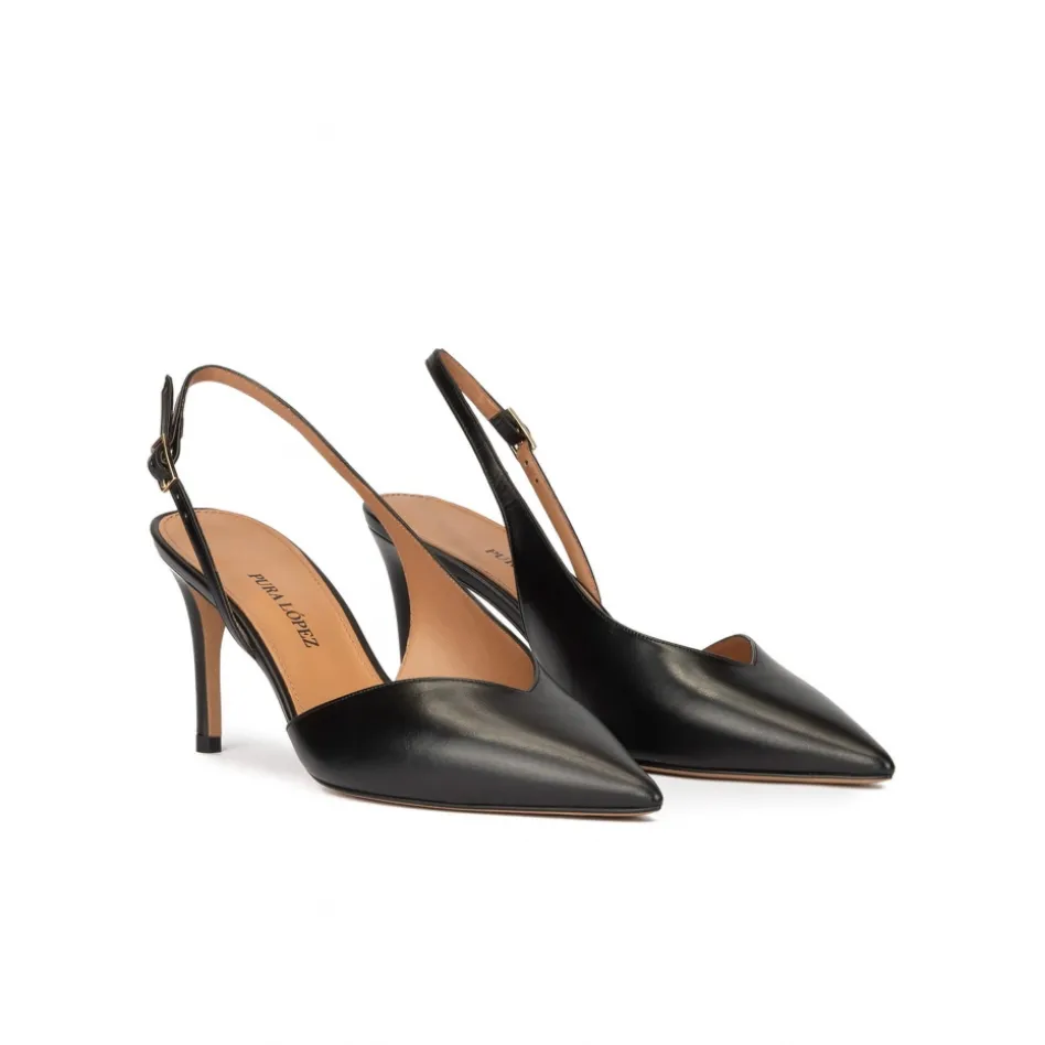 Aquamarie Escarpins à brides en cuir noir
