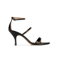 Aquaria Sandales à talons moyens en cuir noir