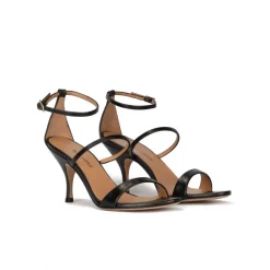 Aquaria Sandales à talons moyens en cuir noir