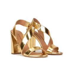 Aquira Sandales à talons hauts en cuir métallisé doré