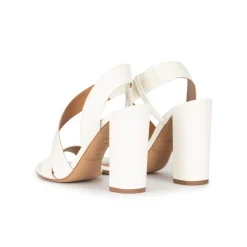Aquira Sandales à talons épais en cuir blanc cassé