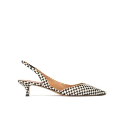 Blanque Escarpins à brides en raphia à carreaux blanc et noir