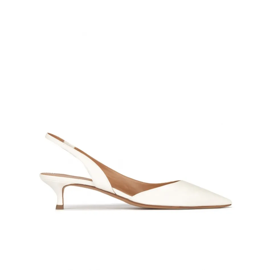 Blanque Escarpins à brides en cuir blanc cassé