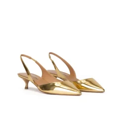 Blanque Escarpins à brides en cuir métallisé doré