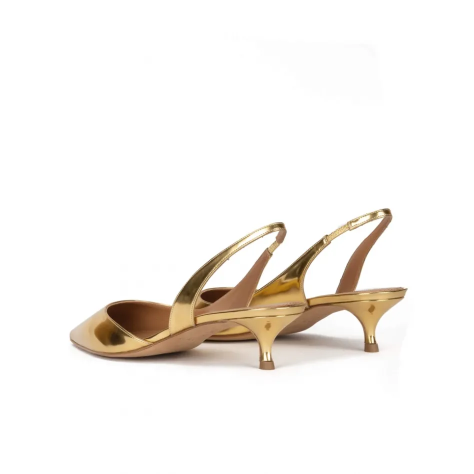 Blanque Escarpins à brides en cuir métallisé doré