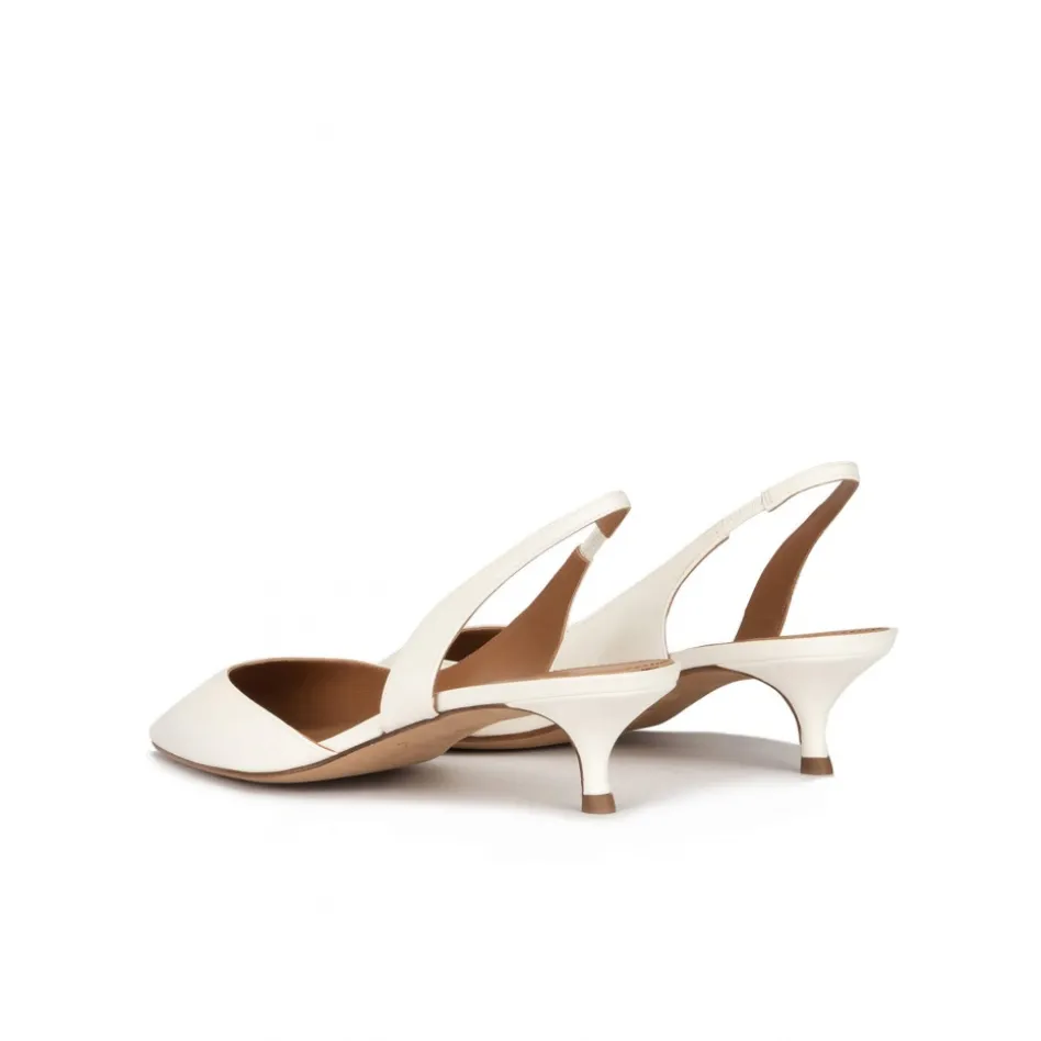 Blanque Escarpins à brides en cuir blanc cassé