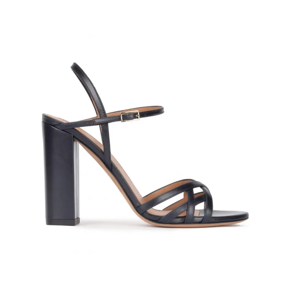 Coque Sandales à talons hauts en cuir bleu marine