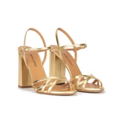 Coque Sandales à talons hauts en cuir métallisé doré