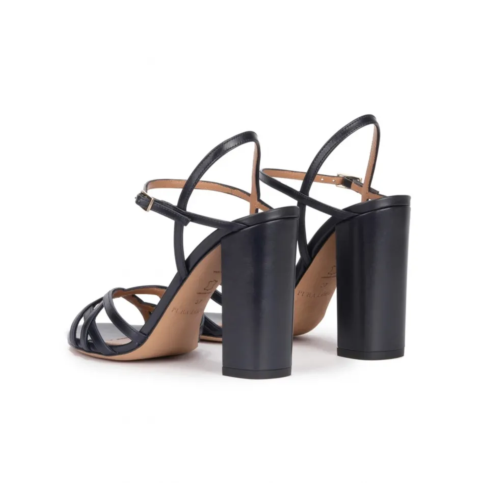 Coque Sandales à talons hauts en cuir bleu marine