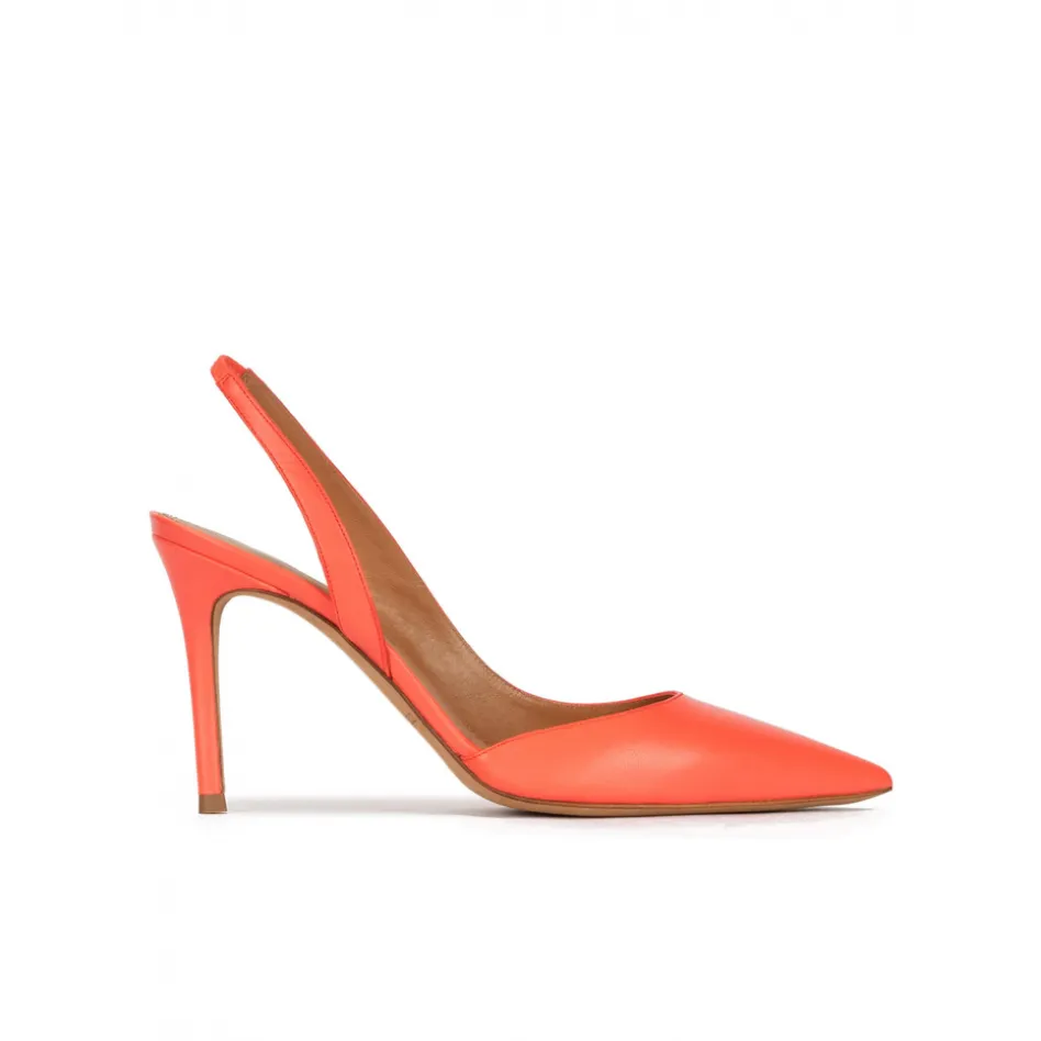Danique Escarpins à brides en cuir rose corail