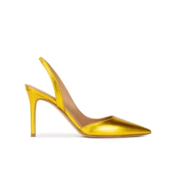 Danique Escarpins à brides en cuir métallisé jaune