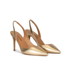 Danique Escarpins à brides en cuir métallisé doré