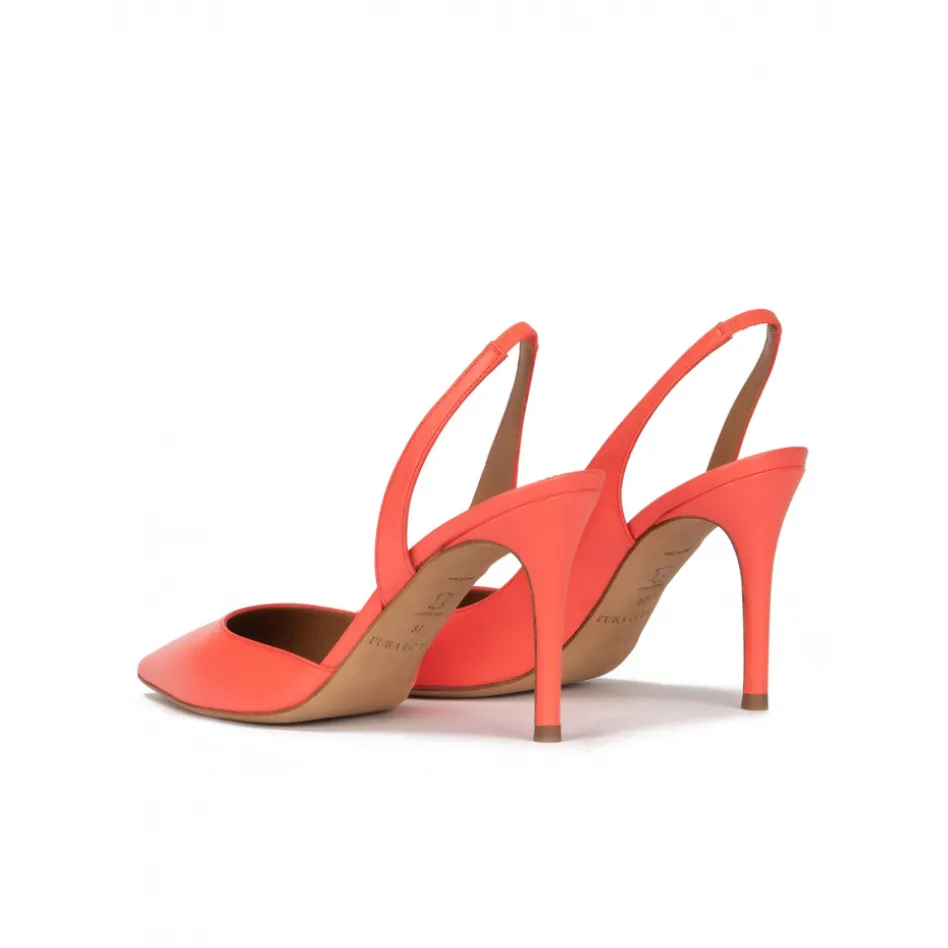 Danique Escarpins à brides en cuir rose corail