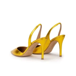 Danique Escarpins à brides en cuir métallisé jaune