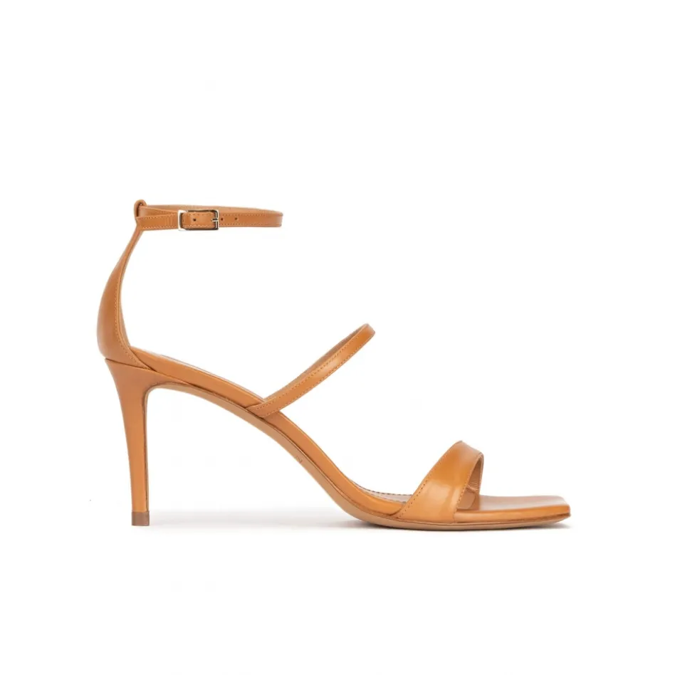 Daquesha Sandales à talons moyens en cuir camel