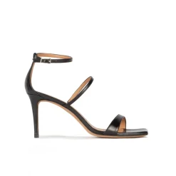 Daquesha Sandales à talons moyens en cuir noir