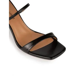 Daquesha Sandales à talons moyens en cuir noir