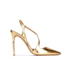 Dominique Escarpins à brides en cuir métallisé doré