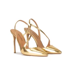 Dominique Escarpins à brides en cuir métallisé doré