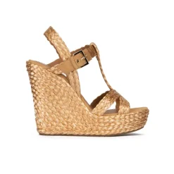Filipa Espadrilles compensées en raphia tressé bronze
