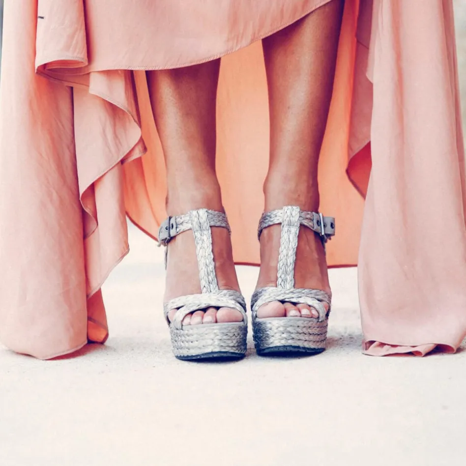 Filipa Espadrilles compensées en raphia tressé argent