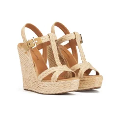 Filipa Espadrilles compensées en raphia tressé naturelle