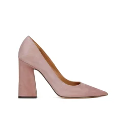 Janie Escarpins à talons épais en daim rose