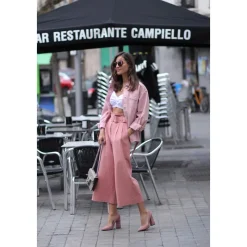 Janie Escarpins à talons épais en daim rose