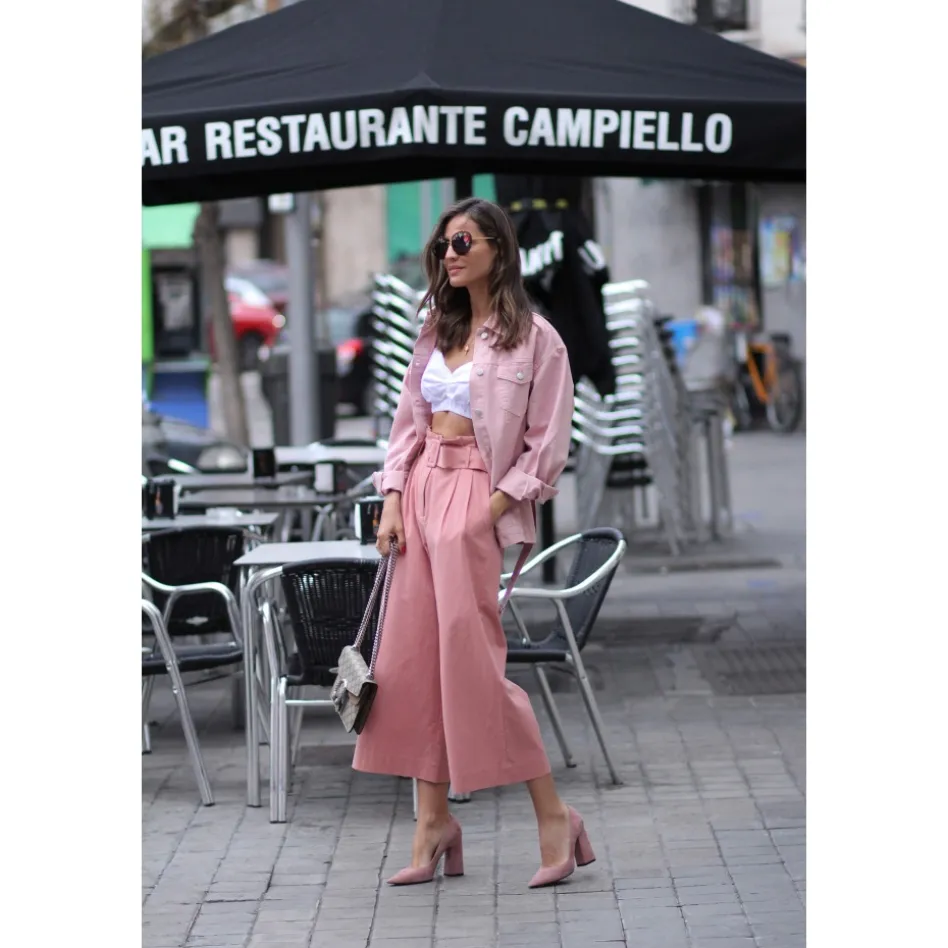 Janie Escarpins à talons épais en daim rose