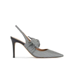 Jaqueline Escarpins à brides en tissu à carreaux blanc et bleu