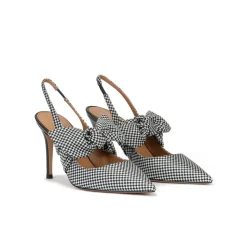 Jaqueline Escarpins à brides en tissu à carreaux blanc et bleu