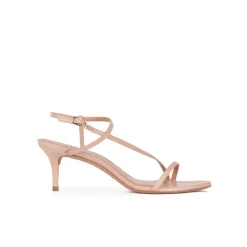 Laquenda Sandales à talons moyens en cuir nude