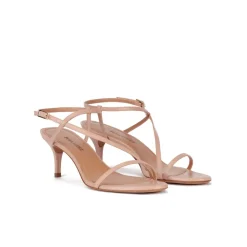 Laquenda Sandales à talons moyens en cuir nude
