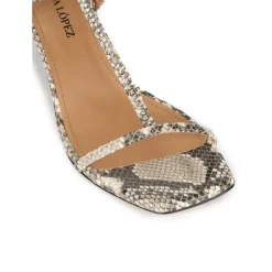 Leonique Sandales à talons moyens en cuir effet serpent