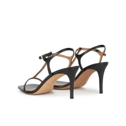 Leonique Sandales à talons moyens en cuir noir