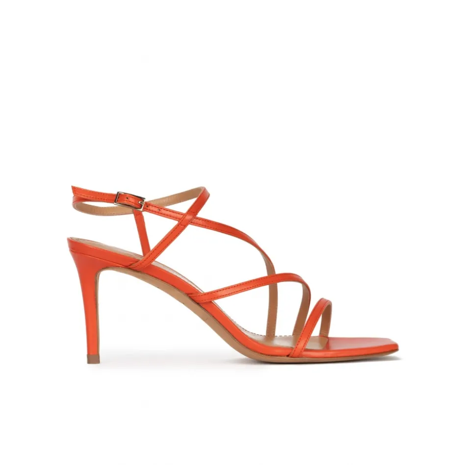 Marinique Sandales à talons moyens en cuir orange