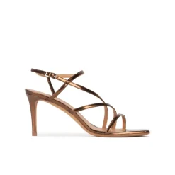 Marinique Sandales à talons moyens en cuir métallisé bronze