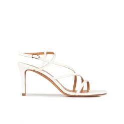 Marinique Sandales à talons moyens en cuir blanc cassé
