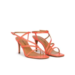 Marinique Sandales à talons moyens en cuir rose corail