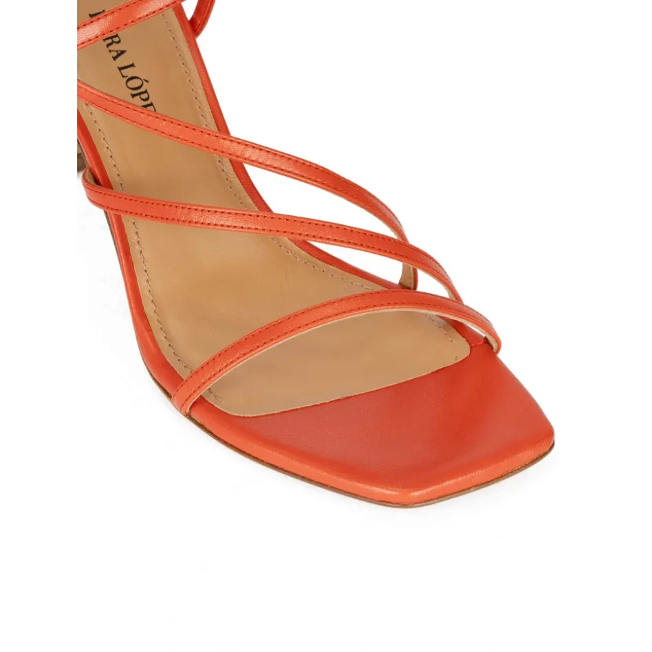 Marinique Sandales à talons moyens en cuir orange