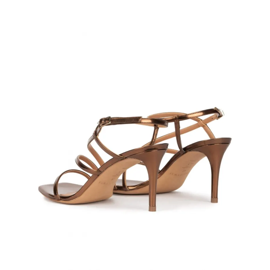Marinique Sandales à talons moyens en cuir métallisé bronze